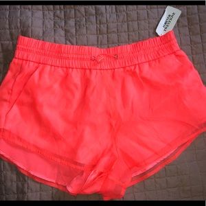 Short woven neon coral